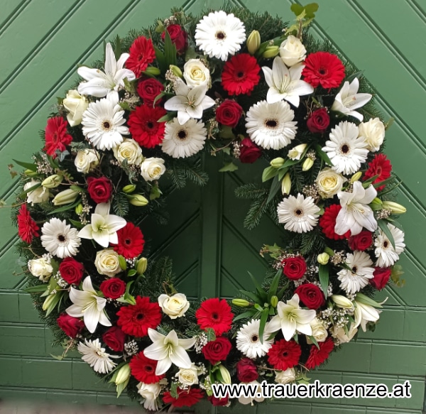 trauerkranz lilien gerbera rosen