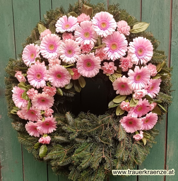 trauerkranz mit gerbera und nelken